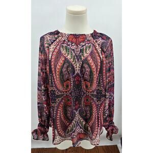 LOFT Paisley Smocked Cuff Blouse – Small NWT Boho Romantic Paisley Top